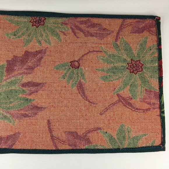 Poinsettia 69 x 13 Christmas Table Runner Red & Green Floral Holiday Tapestry - Picture 16 of 16